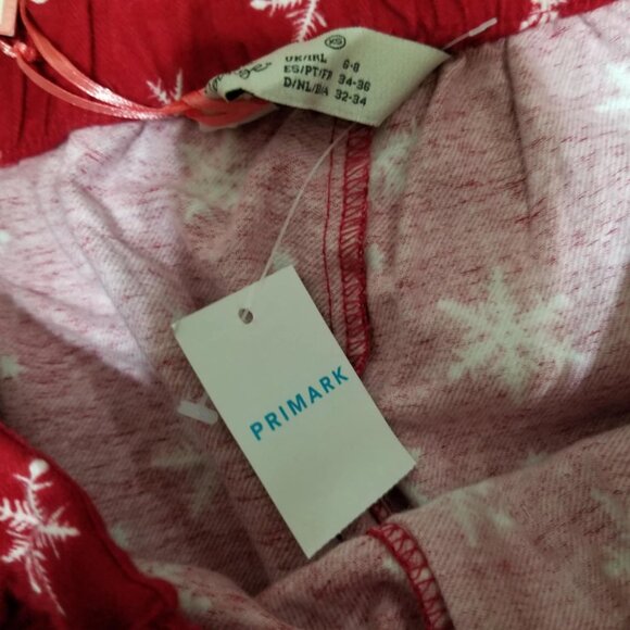Primark Cotton Pajama Bottoms Pants Lounge Sleepwear Red XS NWT - Picture 2 of 6